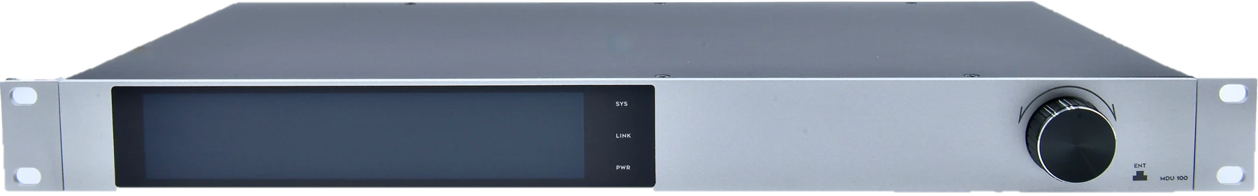 MDU100 silver conference controller front with screen and control knob